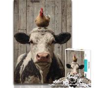 Jigsaw Puzzles for Teenagers 1000 Piece Puzzle Cow And Chicken, Challenging Game Toys,Secret Santa Gifts for Age 14 Years Up 38x26cm