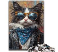 Jigsaw Puzzles for Teenagers 1000 Piece Puzzle Cowboy Cat Educational Toys Unique Home Decor And Gifts for And Age 14 Years Up 38x26cm