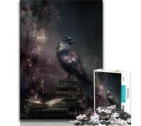 Jigsaw Puzzles for Teenagers 1000 Piece Puzzle Crow Standing on A Book,Stress Reliever Staycation Kill Time Home Decoration Toys (75x50cm)