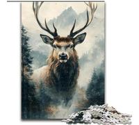 Jigsaw Puzzles for Teenagers 1000 Piece Puzzle Deer in Mountains And Rivers,Help The Brain Exercise Addictive Toys to Cultivate Patience Enhance Memory 38x26cm