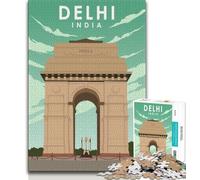 Jigsaw Puzzles for Teenagers 1000 Piece Puzzle Delhi India Travel Poster,Family Entertainment Toys Is Ideal As A Gift for The Whole Family (75x50cm)