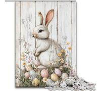 Jigsaw Puzzles for Teenagers 1000 Piece Puzzle Easter Bunny,Stress Reliever Difficult Challenge with Matching Poster And Trivia Sheet 38x26cm