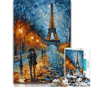 Jigsaw Puzzles for Teenagers 1000 Piece Puzzle Eiffel Tower Oil Painting,Family Entertainment Toys Is Ideal As A Gift for The Whole Family (38x26cm)