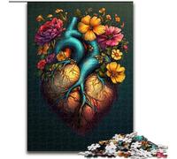 Jigsaw Puzzles for Teenagers 1000 Piece Puzzle Floral Heart,Help The Brain Exercise Addictive Toys to Cultivate Patience Perfect Decoration 50x75cm