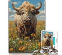 Jigsaw Puzzles for Teenagers 1000 Piece Puzzle Flowers And Bison,Help The Brain Exercise Addictive Toys to Cultivate Patience Perfect Decoration 38x26cm