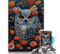 Jigsaw Puzzles for Teenagers 1000 Piece Puzzle Flowers Owl,Educational Games Home Decoration for Is Ideal As A Gift for The Whole Family (75x50cm)