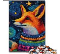 Jigsaw Puzzles for Teenagers 1000 Piece Puzzle Fox Wearing A Scarf, Quiz Game Wall Decoration Unique Birthday And Xmas Gifts (Size 26x38cm)