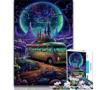 Jigsaw Puzzles for Teenagers 1000 Piece Puzzle Galaxy Buses,Help The Brain Exercise Addictive Toys to Cultivate Patience Enhance Memory 38X26CM