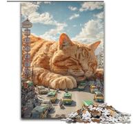 Jigsaw Puzzles for Teenagers 1000 Piece Puzzle Giant Orange Cat Help The Brain Exercise Addictive Toys to Cultivate Patience A Work of Art 50x75cm