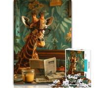 Jigsaw Puzzles for Teenagers 1000 Piece Puzzle Giraffe Reading,learning Educational Is Ideal As A Gift for The Whole Family (38x26cm)