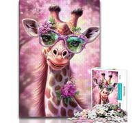 Jigsaw Puzzles for Teenagers 1000 Piece Puzzle Giraffe Wearing Glasses,learning Educational Is Ideal As A Gift for The Whole Family (75x50cm)