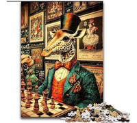 Jigsaw Puzzles for Teenagers 1000 Piece Puzzle Giraffes Playing Chess,Help The Brain Exercise Addictive Toys to Cultivate Patience Perfect Decoration 38x26cm
