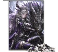 Jigsaw Puzzles for Teenagers 1000 Piece Puzzle Girl And Dragon Knight, Toys Educational Games Stress Relieving Parent-child Interaction (Size 50x75cm)