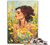 Jigsaw Puzzles for Teenagers 1000 Piece Puzzle Girl in Wildflowers Summer, Suitable for People Aged 14 And Above Challenging To Complete But Fun And Humorous Great Gift 50X75CM