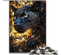 Jigsaw Puzzles for Teenagers 1000 Piece Puzzle Golden Black Leopard, Learning Educational for Is Ideal As A Gift for The Whole Family (size 50x75cm)