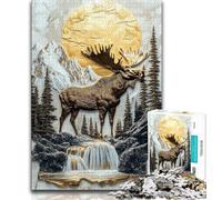 Jigsaw Puzzles for Teenagers 1000 Piece Puzzle Golden Elk,Educational Games Home Decoration for Is Ideal As A Gift for The Whole Family (38x26cm)