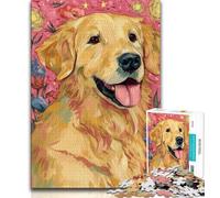 Jigsaw Puzzles for Teenagers 1000 Piece Puzzle Golden Retriever Oil Painting,Stress Reliever Difficult Challenge Every Piece Is Unique - Challenging Family Fun Game (38x26cm)