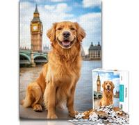 Jigsaw Puzzles for Teenagers 1000 Piece Puzzle Golden Retriever Under Big Ben,learning Educational Is Ideal As A Gift for The Whole Family (75x50cm)