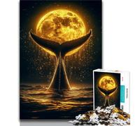 Jigsaw Puzzles for Teenagers 1000 Piece Puzzle Golden Whale Tail,Stress Reliever Difficult Challenge with Matching Poster And Trivia Sheet 75x50cm