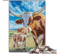 Jigsaw Puzzles for Teenagers 1000 Piece Puzzle Grassland Cattle, Toy Intellectual Game Enhance Love between Couples for Ages 14+ 50x75cm