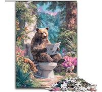 Jigsaw Puzzles for Teenagers 1000 Piece Puzzle Grizzly Bear on The Toilet, Family Entertainment Toys Is Ideal As Gifts for The Whole Family for 14+ (Size 26x38cm)