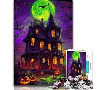 Jigsaw Puzzles for Teenagers 1000 Piece Puzzle Halloween Castle,Stress Reliever Difficult Challenge Every Piece Is Unique - Challenging Family Fun Game (38x26cm)