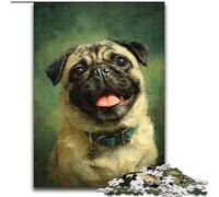 Jigsaw Puzzles for Teenagers 1000 Piece Puzzle Happy Pug,Help The Brain Exercise Addictive Toys to Cultivate Patience Perfect Decoration 38x26cm