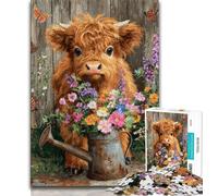 Jigsaw Puzzles for Teenagers 1000 Piece Puzzle Highland Cow Baby,Stress Reliever Staycation Kill Time Home Decoration Toys (38x26cm)
