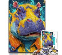Jigsaw Puzzles for Teenagers 1000 Piece Puzzle Hippo,Challenging Game And Family Play with Fully Interlocking Randomly Shaped Pieces (75x50cm)