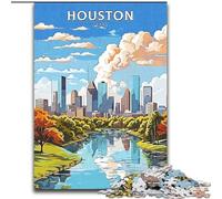 Jigsaw Puzzles for Teenagers 1000 Piece Puzzle Houston Texas Travel, for Age 14+ Suitable for Couples Fun at Home Activities, Birthday Present,Travel Gifts 50x75cm
