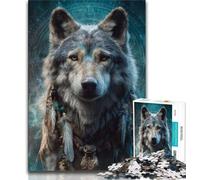 Jigsaw Puzzles for Teenagers 1000 Piece Puzzle Indian Wolf,Help The Brain Exercise Addictive Toys to Cultivate Patience Enhance Memory (38x26cm)
