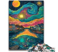 Jigsaw Puzzles for Teenagers 1000 Piece Puzzle Italy Under The Night Sky, Analysis And Logic with Fully Interlocking Randomly Shaped Pieces for And Age 14 Years Up 26X38CM