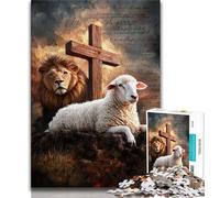 Jigsaw Puzzles for Teenagers 1000 Piece Puzzle Jesus Lion Sheep,Help The Brain Exercise Addictive Toys to Cultivate Patience Perfect Decoration 75x50cm
