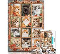 Jigsaw Puzzles for Teenagers 1000 Piece Puzzle Kitten Collage,Challenging Game And Family Play Educational Game for Birthday,Chrismas (75x50cm)