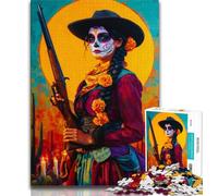 Jigsaw Puzzles for Teenagers 1000 Piece Puzzle Mexican Skull Girls,learning Educational Is Ideal As A Gift for The Whole Family (38x26cm)