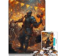 Jigsaw Puzzles for Teenagers 1000 Piece Puzzle Mighty Medieval Knight,Challenging Game And Family Play Parent-child Interaction 75x50cm