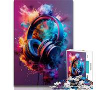 Jigsaw Puzzles for Teenagers 1000 Piece Puzzle Modern Colorful Splash Headphones,Toys Educational Games Stress Relieving Great Gifts And Toys 50x75cm