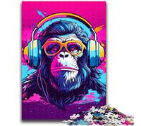 Jigsaw Puzzles for Teenagers 1000 Piece Puzzle Monkey Dj Music Challenging To Complete But Fun And Humorous Educational Game for Birthday 26x38cm