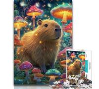Jigsaw Puzzles for Teenagers 1000 Piece Puzzle Mushroom Capybara,Learning Educational Toys Family Games Educational Game for Birthday,Chrismas 38x26cm