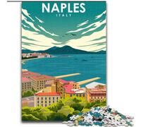 Jigsaw Puzzles for Teenagers 1000 Piece Puzzle Naples Italy Travel Poster, Educational Toys for Is Ideal As A Gift for The Whole Family for And 14 Years Old 50x75cm