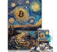 Jigsaw Puzzles for Teenagers 1000 Piece Puzzle Night Sky Bitcoin,Educational Games Home Decoration Educational Game for Birthday,Chrismas (38x26cm)