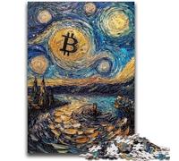 Jigsaw Puzzles for Teenagers 1000 Piece Puzzle Night Sky Bitcoin, Suitable for People Aged 14 And Above Challenging To Complete But Fun And Humorous Great Gift 50X75CM