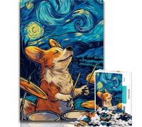 Jigsaw Puzzles for Teenagers 1000 Piece Puzzle Night Sky Corgi Band,Educational Games Home Decoration for Is Ideal As A Gift for The Whole Family (38x26cm)