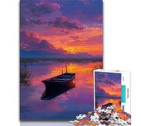 Jigsaw Puzzles for Teenagers 1000 Piece Puzzle Oil Painting of Boat at Sunset,learning Educational Is Ideal As A Gift for The Whole Family (75x50cm)
