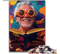 Jigsaw Puzzles for Teenagers 1000 Piece Puzzle Old Man Reading A Book, Toy Intellectual Game Enhance Love between Couples for Ages 14+ 26x38cm