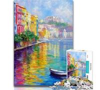 Jigsaw Puzzles for Teenagers 1000 Piece Puzzle Painting of Napoli Italy Waterfront,Challenging Game And Family Play Parent-child Interaction 38x26cm