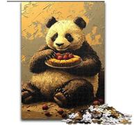 Jigsaw Puzzles for Teenagers 1000 Piece Puzzle Panda Eating Cake, Family Fun Games Is Ideal As A Gift for The Whole Family (Size 50x75cm)