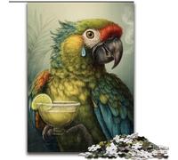 Jigsaw Puzzles for Teenagers 1000 Piece Puzzle Parrot Drinking Coffee,Challenging Difficult with Fully Interlocking Randomly Shaped Pieces 50x75cm