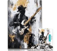 Jigsaw Puzzles for Teenagers 1000 Piece Puzzle Playing Guitar Oil Painting,Challenging Game And Family Play with Fully Interlocking Randomly Shaped Pieces (38x26cm)