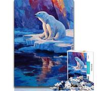 Jigsaw Puzzles for Teenagers 1000 Piece Puzzle Polar Bears,Stress Reliever Difficult Challenge with Matching Poster And Trivia Sheet 38x26cm